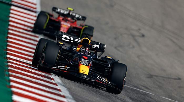 Red Bull driver Max Verstappen leads at the U.S. Grand Prix in Austin.